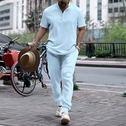 Men's striped casual top and comfortable pants set Lune London