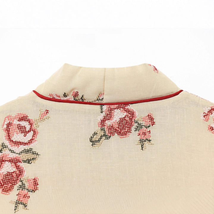 Women Elegant kimono-inspired jacket with floral embroidery Lune London