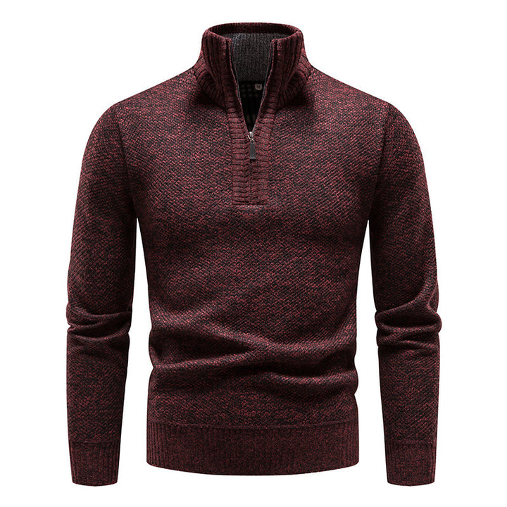 Sporty knit sweater for men with half-zip and textured design Lune London