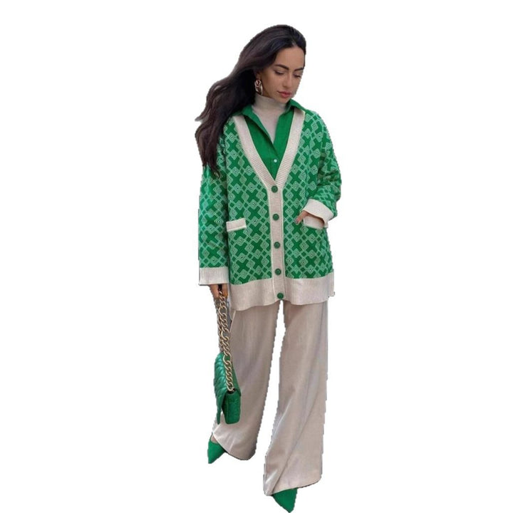 Knitted patterned jacket for women with stylish pockets Lune London