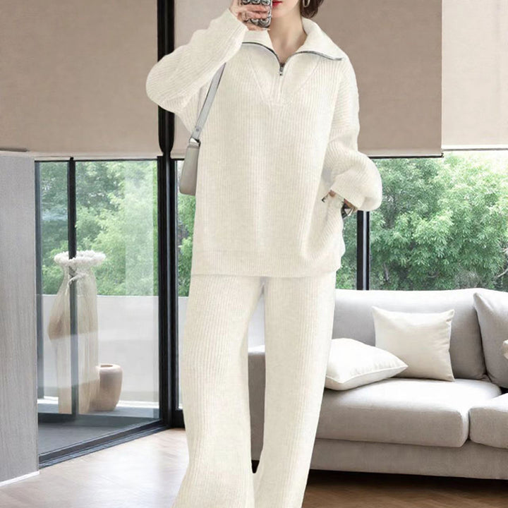Soft knitted pullover for women with modern high collar and loose fit Lune London