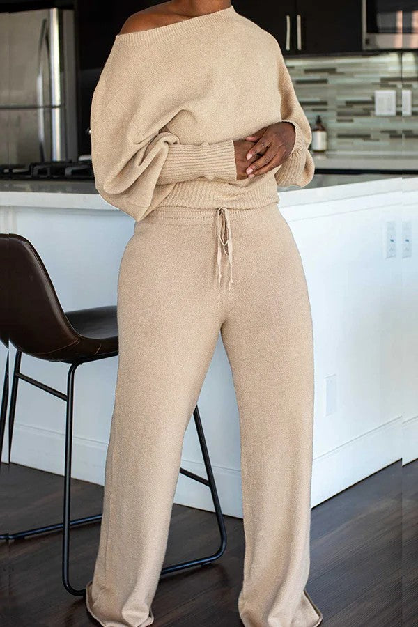 Costume en tricot pour femmes avec jambe large et coupe décontractée Chic & Stil