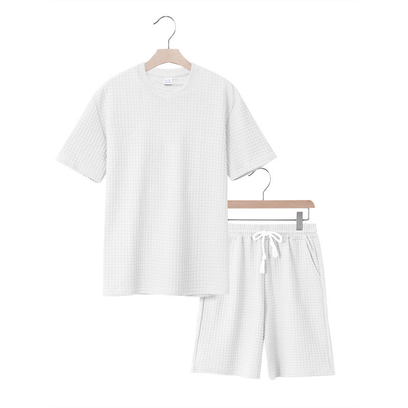 Casual short-sleeve set for women with textured top and shorts Lune London