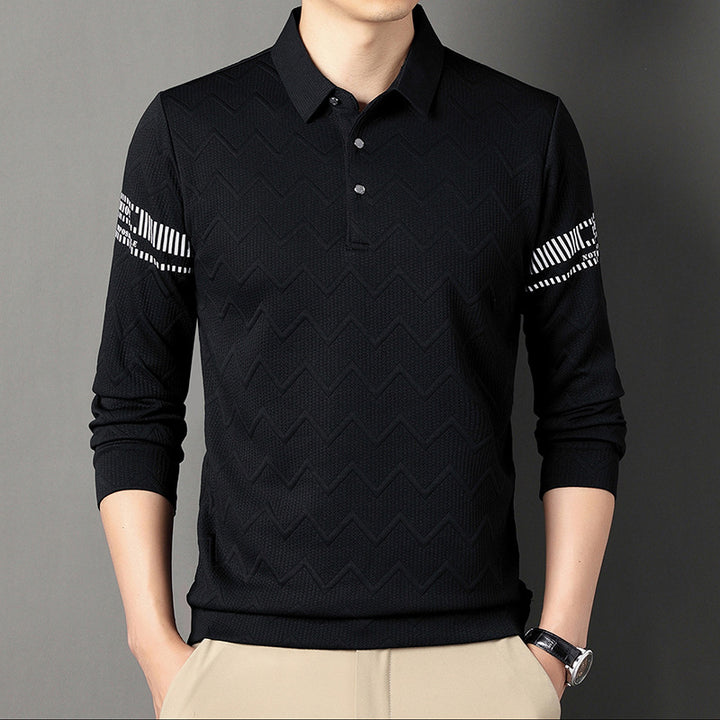 Long sleeve polo shirt for men with structured design and elegant accents Lune London