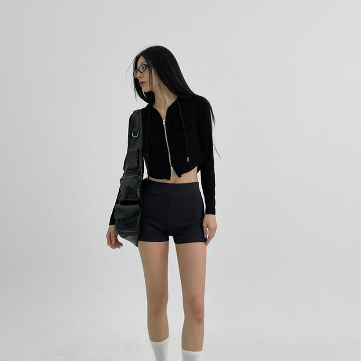 Veste de loisirs courte pour femme avec fermeture éclair et capuche Chic & Stil