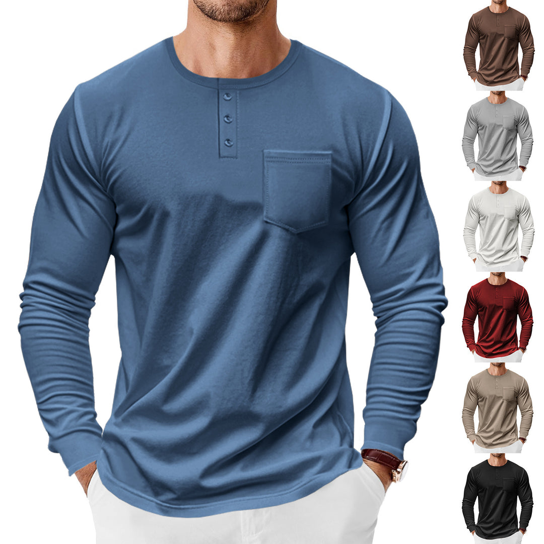 Men's long sleeve Henley shirt with trendy cut and practical chest pocket Lune London