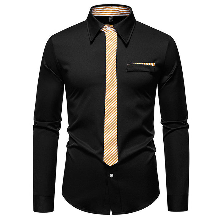 Men's long-sleeve shirt with an innovative collar design and a practical chest pocket Lune London
