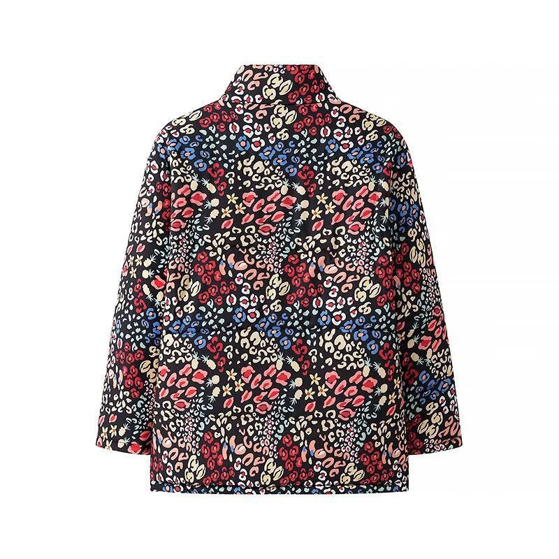 Veste matelassée légère pour femmes avec un imprimé léopard excitant et des poches pratiques