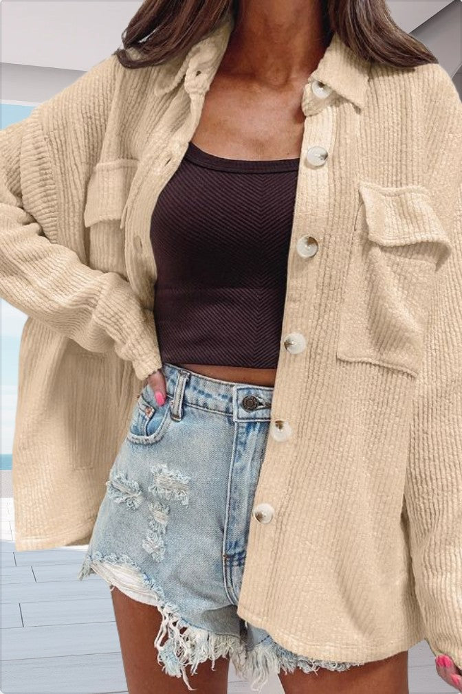 Lune London | Women's casual oversized shirt blouse with textured design and practical pockets