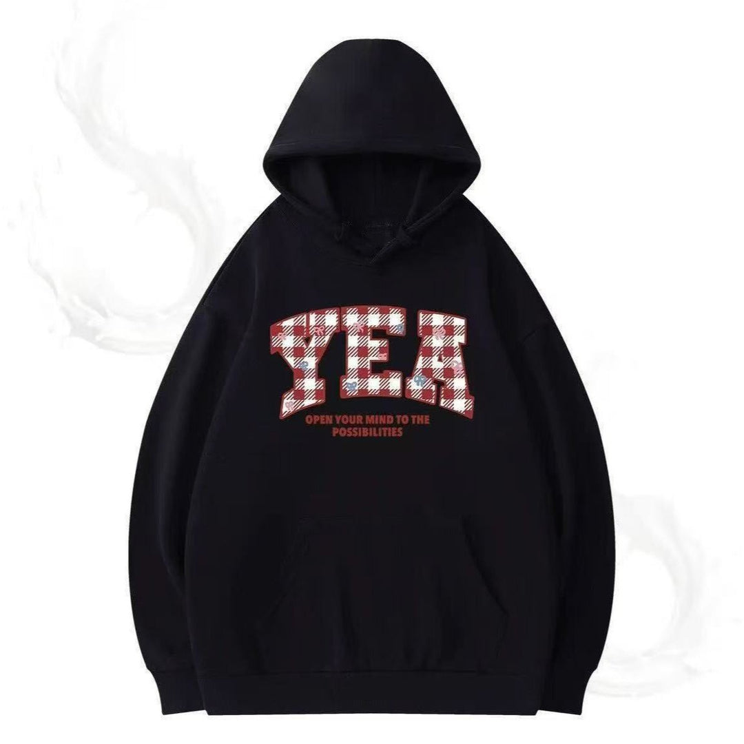 Women's Oversized Hooded Sweatshirt with Creative Writing Chic & Stil