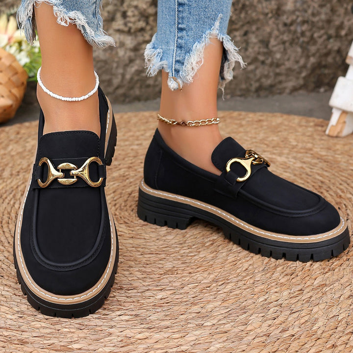 Women Stylish Loafers with trendy gold accent and comfortable profile sole Lune London