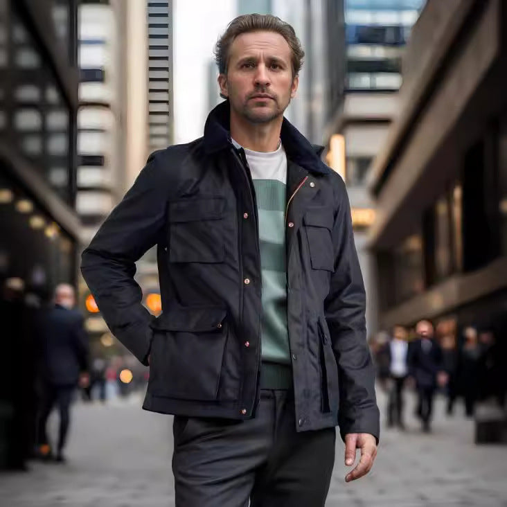 Functional utility jacket for men with practical pockets Lune London
