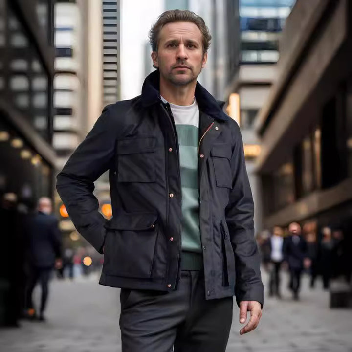 Functional utility jacket for men with practical pockets Lune London