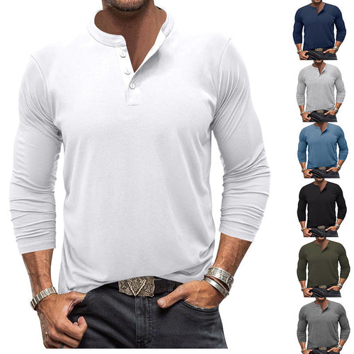 Men's Long Sleeve T-Shirt with Button Placket Lune London