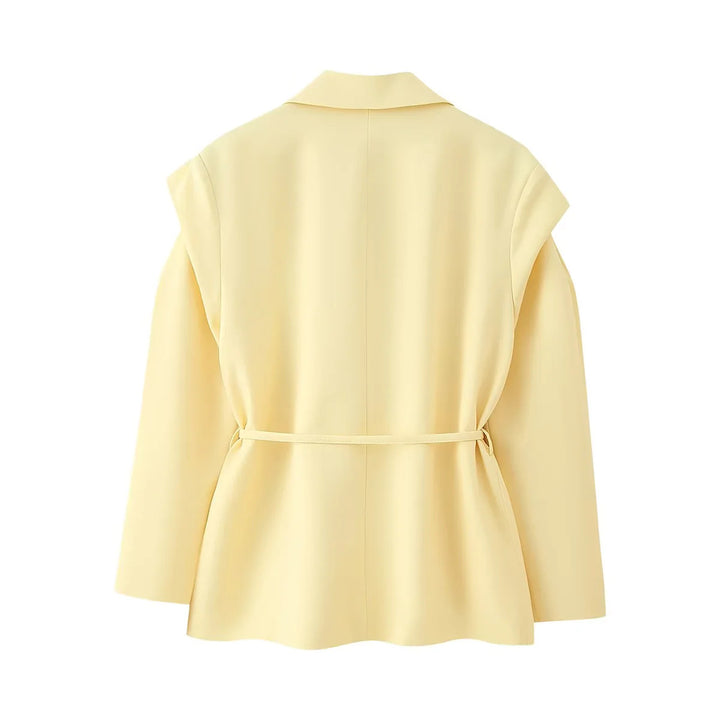 Elegant oversized blazer jacket for women with belt and shoulder pads Lune London