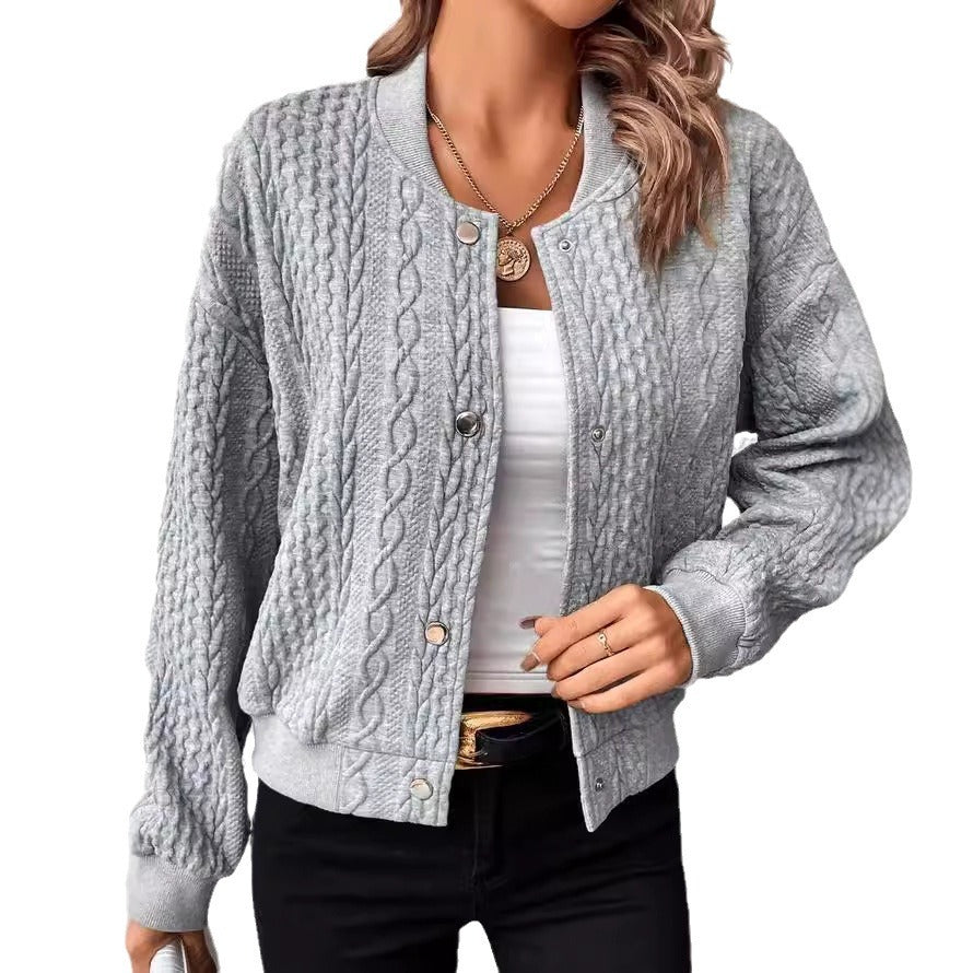 Lune London | Women’s Casual Cardigan with Textured Surface and Button Placket