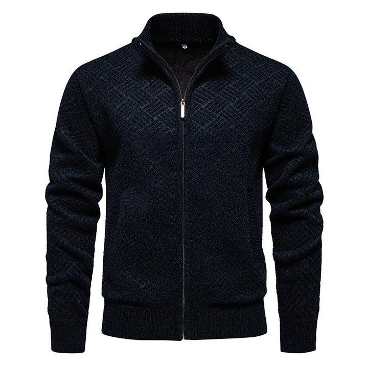 Trendy cardigan jacket for men with high collar and zipper Lune London