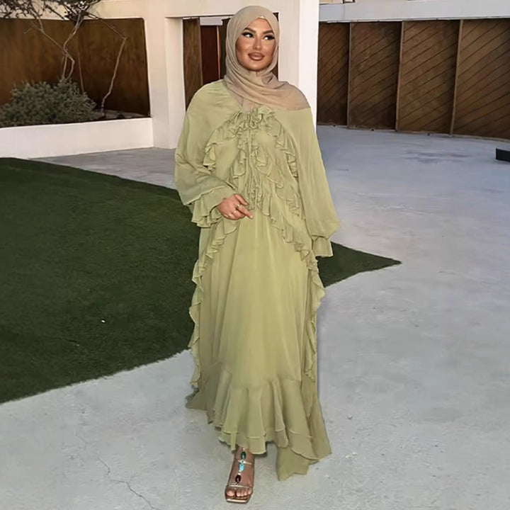 Maxi ruffled dress for women with elegant ties and a relaxed fit Lune London
