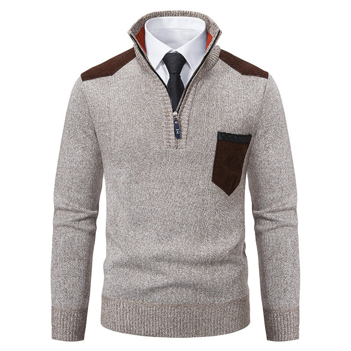 Trendy men's sweater with high collar and practical zip Lune London