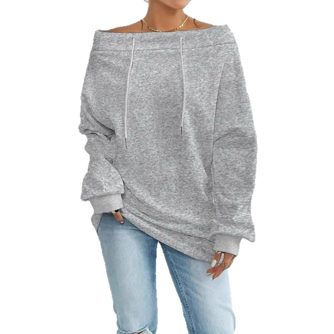 Oversized sweater for women with open shoulder seams and drawstrings Lune London