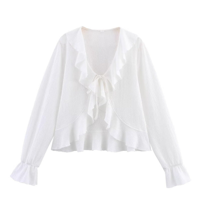 Blouse femme avec des détails romantiques en volants et des motifs floraux Chic & Stil