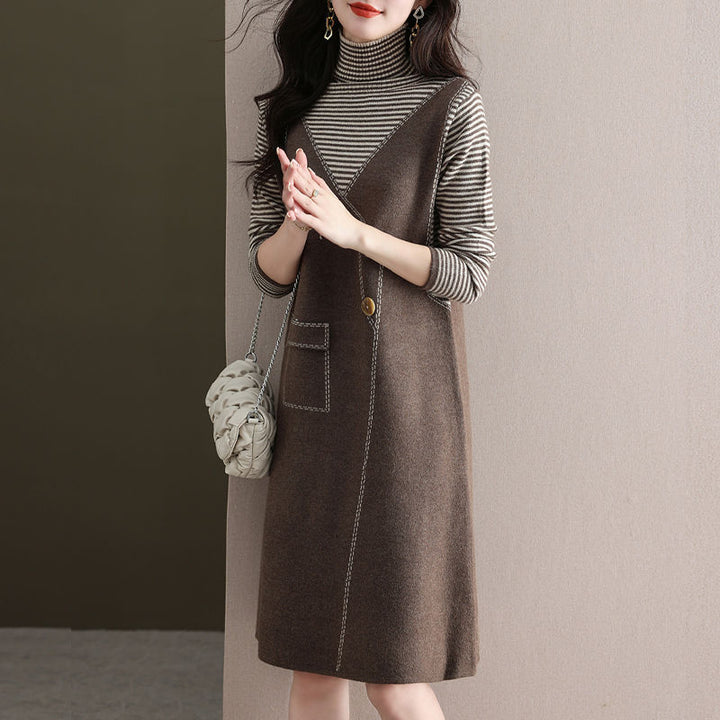Robe portefeuille pour femmes avec détail de bouton latéral Chic & Stil