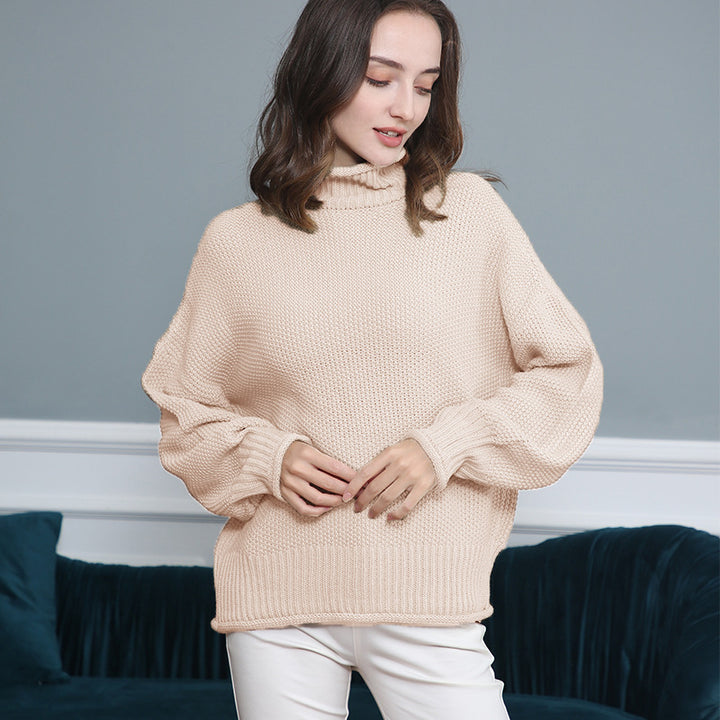 Pull femme en grosse maille avec col roulé et coupe aérienne Lune London