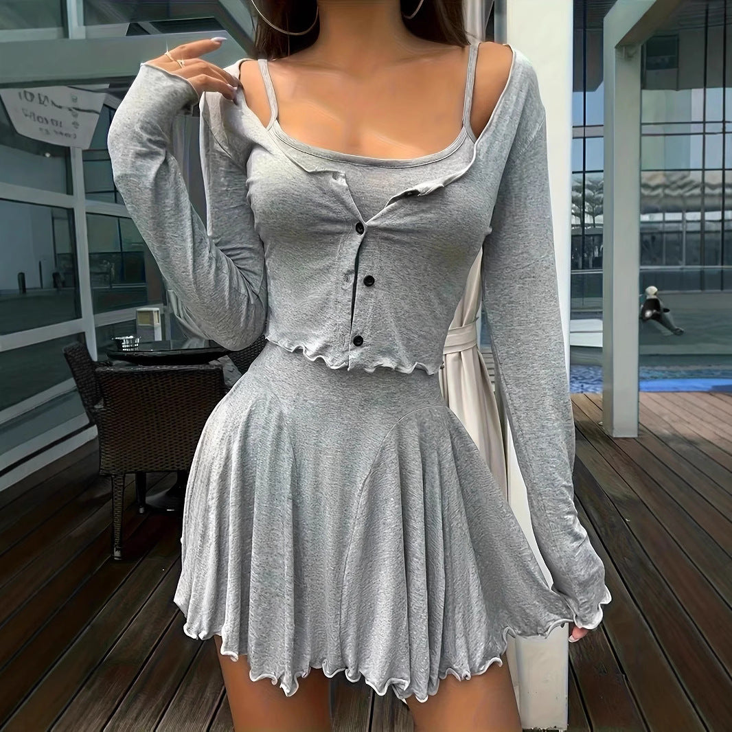 Leisure set for ladies with an asymmetrical top and a flowing skirt Lune London