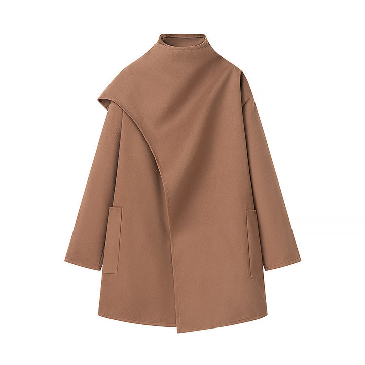 Oversized transitional jacket for women with asymmetrical cut and practical pockets Lune London