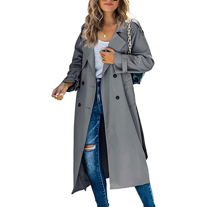 Elegant trench coat for women with double-breasted closure and belted waist Lune London