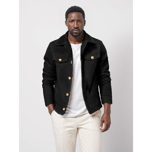Stylish denim jacket for men with pretty button details Lune London