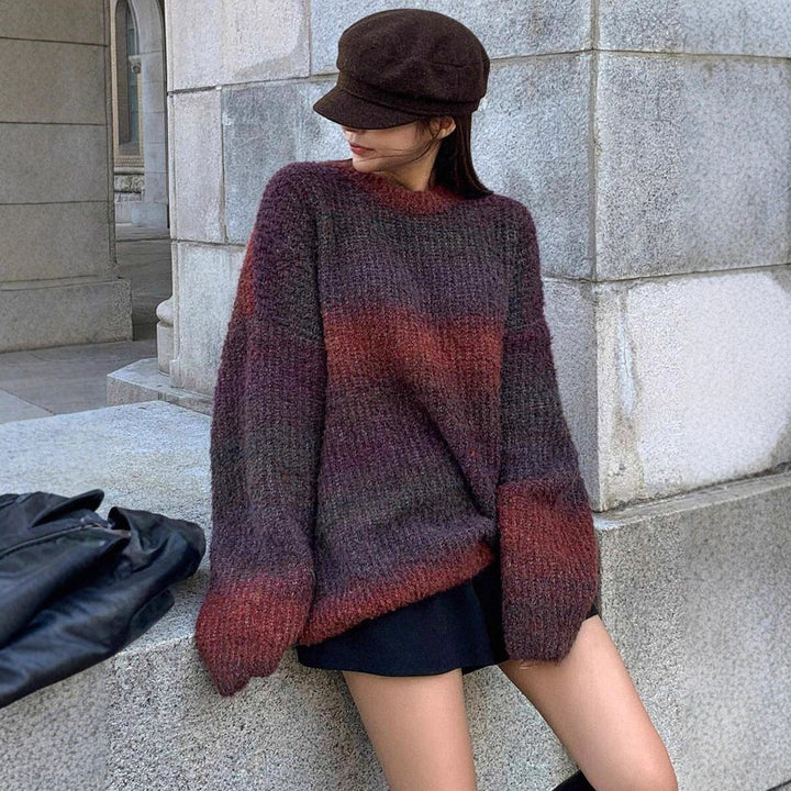 Women Oversized Sweater with Modern Gradient and Soft Material Lune London