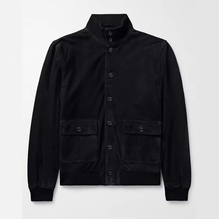 Elegant suede jacket for men with a practical collar and patch pockets Lune London