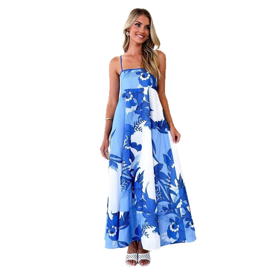Maxi dress for women with elegant straps and floral accents Chic & Stil