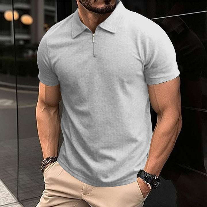 Polo for men with modern zipper and structured fabric Lune London