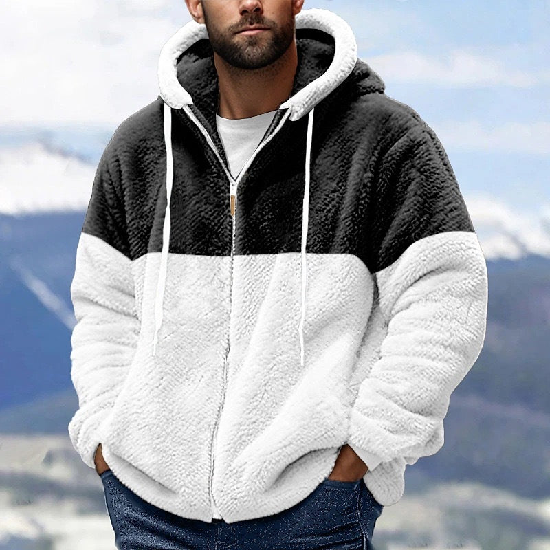 Soft fleece jacket for men with hood Lune London