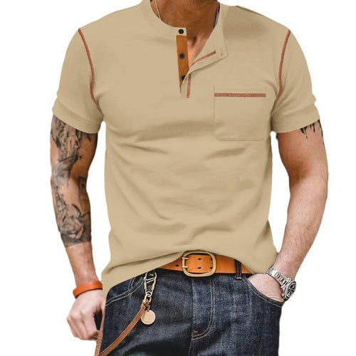 Men's Short Sleeve Henley T-Shirt with Fashionable Accents and a Practical Chest Pocket Lune London