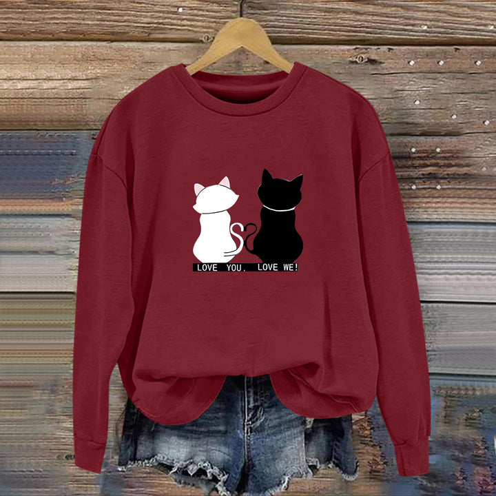Sweat-shirt pour femmes avec design de chat ludique et impression humoristique Chic & Stil