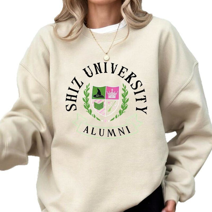 Sweatshirt surdimensionné pour femmes avec emblème universitaire et coupe décontractée Chic & Stil