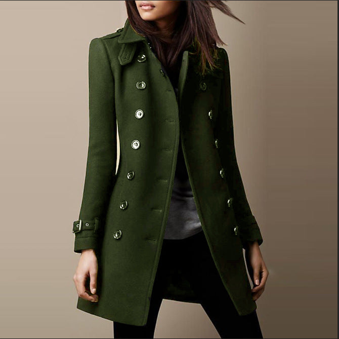 Lady elegant long coat with double breasted Lune London