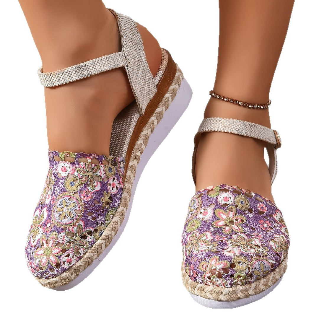 Dames espadrilles à brides chevilles en crochet Lune London