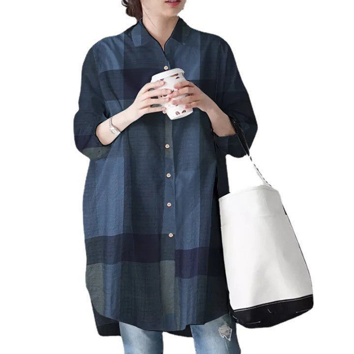 Colorblock Button-Up Leisure Blouse for Women Lune London