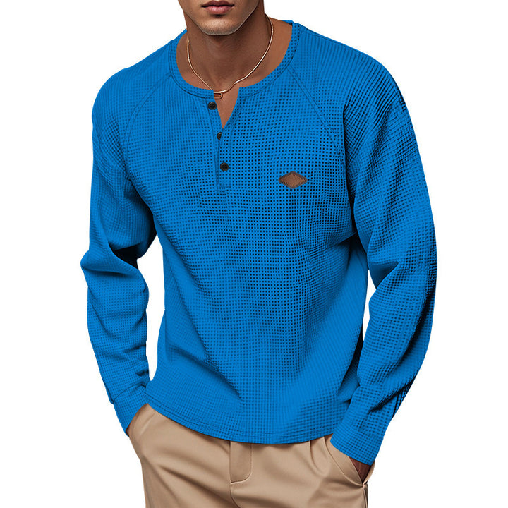 Men's long sleeve t-shirt with button placket and cotton blend Lune London