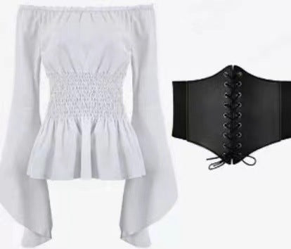 Off-the-shoulder top for women with elegant bell sleeves and an elastic waist Lune London