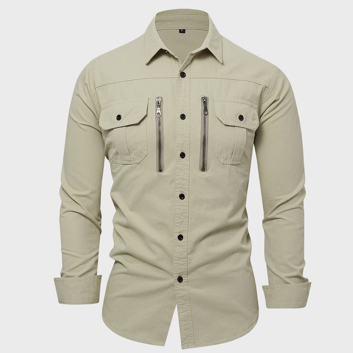 Men's cotton shirt with zip closure and chest pockets Lune London