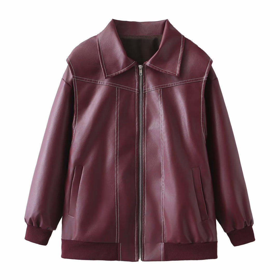 Trendy faux leather jacket for women with voluminous sleeves Lune London