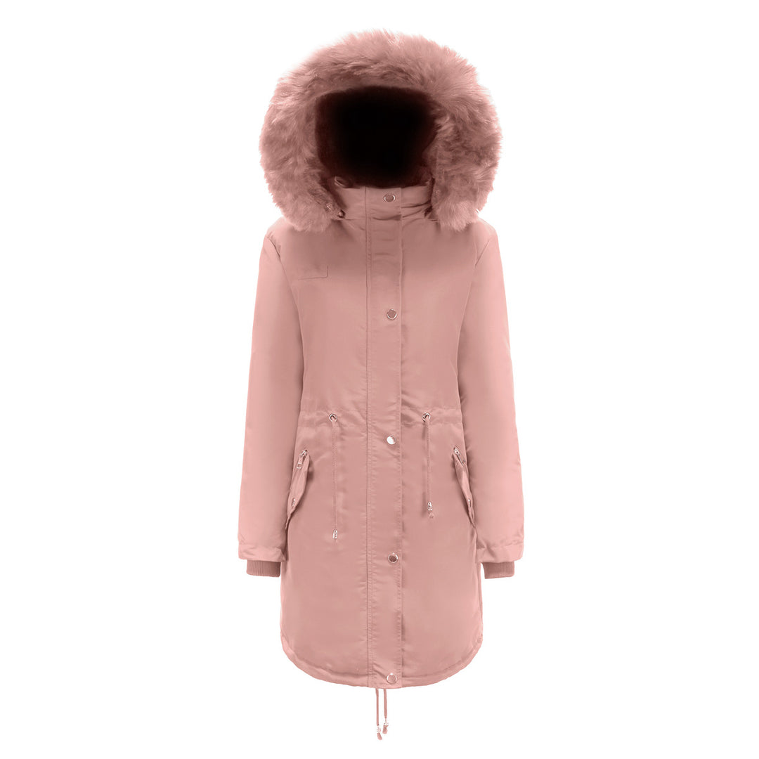 Ladies park jacket with removable faux fur collar and zippered side pockets Lune London
