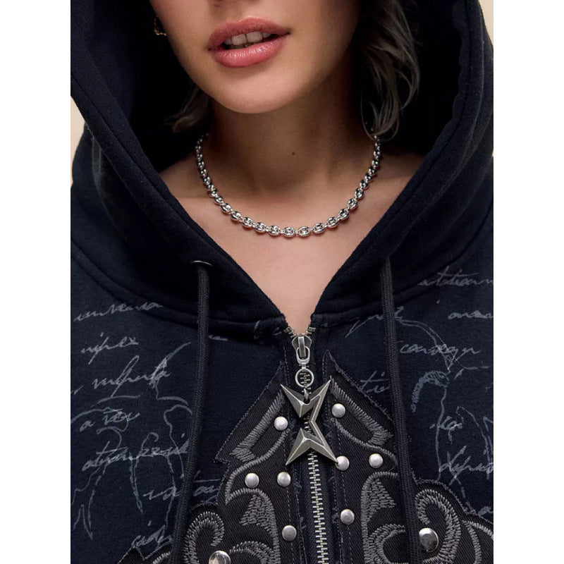 Ladies oversized hoodie with detailed print Lune London