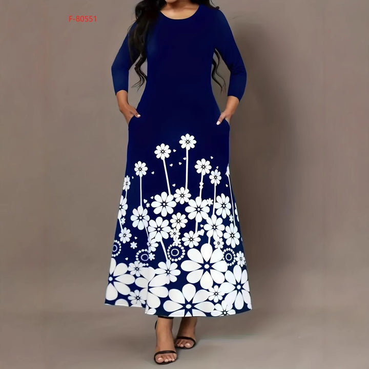 Maxi dress women with floral design and practical pockets Lune London