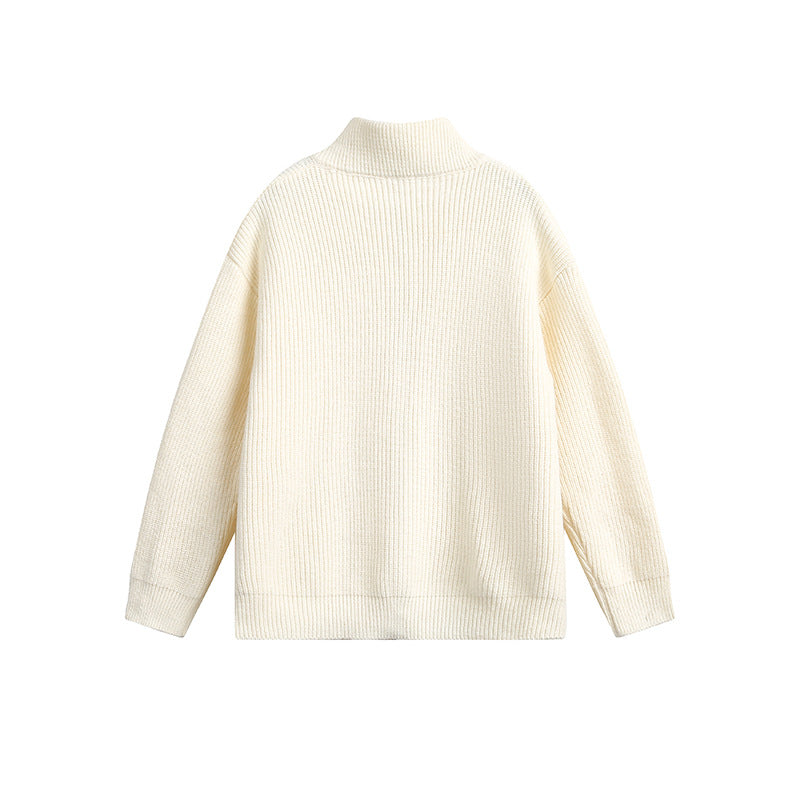 Chunky knit jacket for men with high collar and full zip Lune London